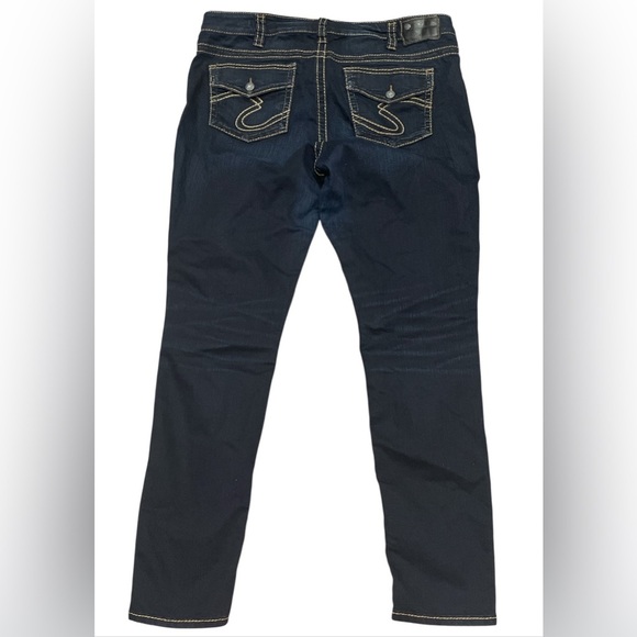 SILVER JEANS SUKI MID SUPER SKINNY Dark Blue Women's Jeans size 18 L31 - Picture 4 of 4